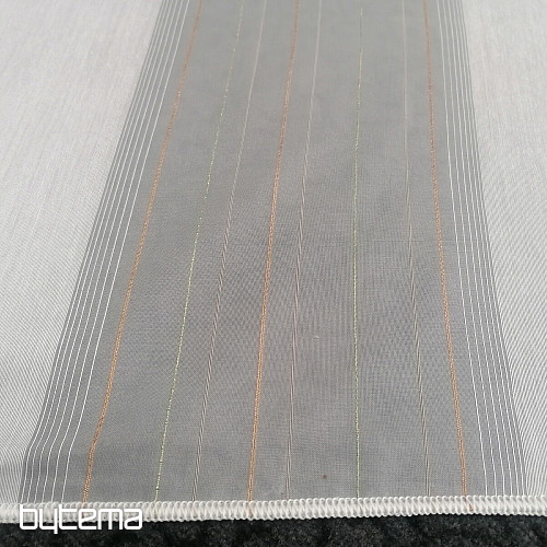 Voile zavesa zeleno-bakrene črte