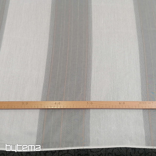 Voile zavesa zeleno-bakrene črte