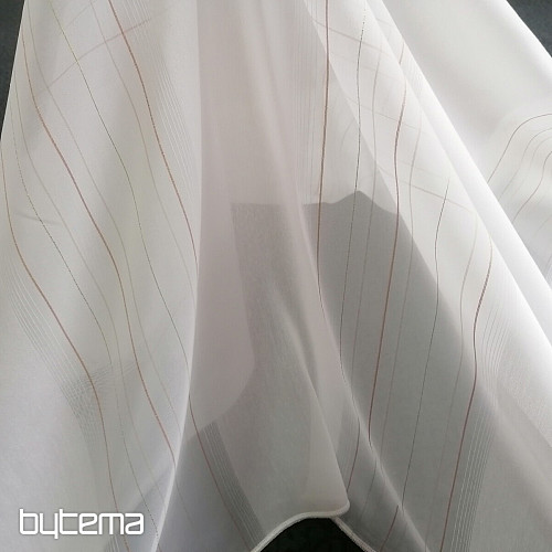 Voile zavesa zeleno-bakrene črte