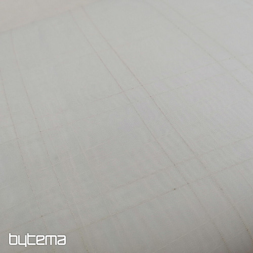 Voile zavesa belo karo s krem nitjo