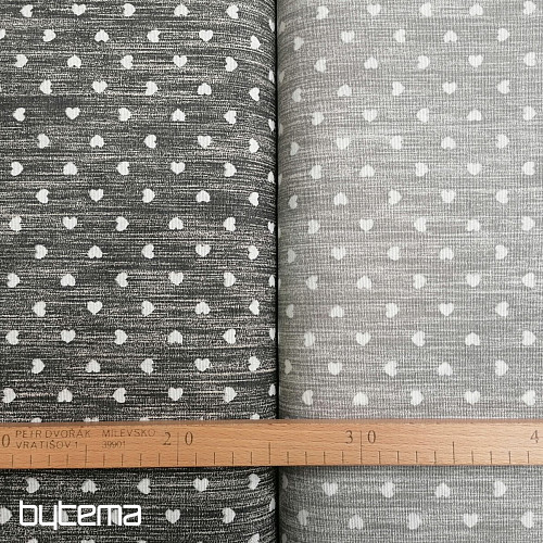 Dekorativna tkanina Naira srčki temno siva
