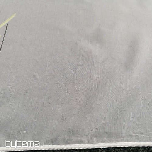 Bela voile zavesa z zeleno-črnimi črtami