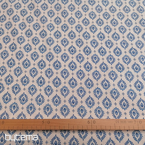 Bombažna tkanina FOLK BLUE LEAVES
