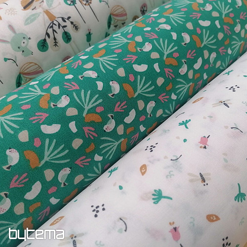 Bombažna tkanina BIRDS LIPO zelena