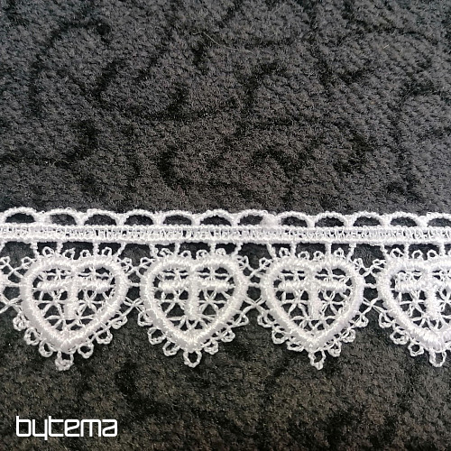 Čipka 5191/01 - 3 cm belo srce