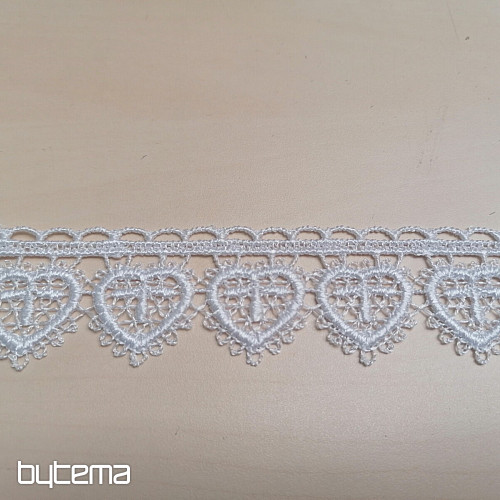 Čipka 5191/01 - 3 cm belo srce