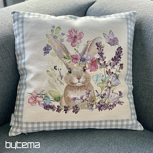 Prevleka za blazino BUNNY IN A FRAME siva karo