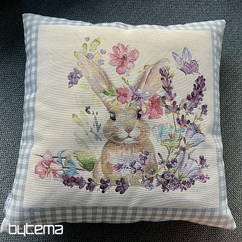 Prevleka za blazino BUNNY IN A FRAME siva karo