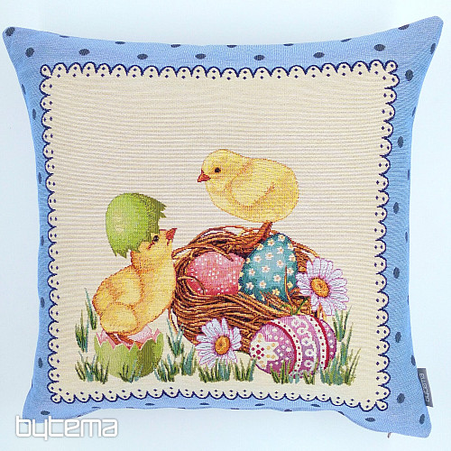 Goblen prevleka za blazino EASTER CHICK moder okvir