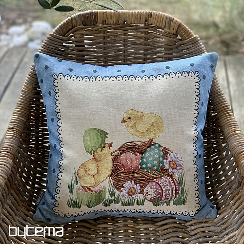 Goblen prevleka za blazino EASTER CHICK moder okvir