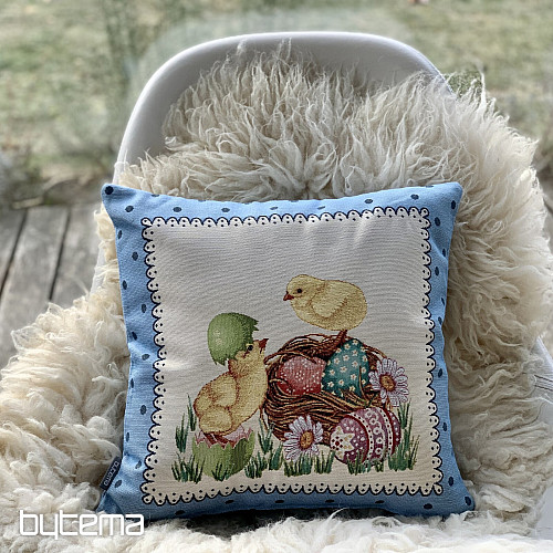 Goblen prevleka za blazino EASTER CHICK moder okvir