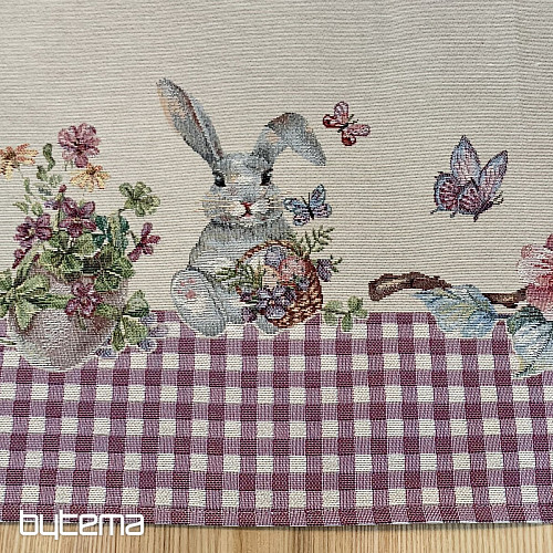 Tapiserija prt in šal EASTER TIME vijoličen karo