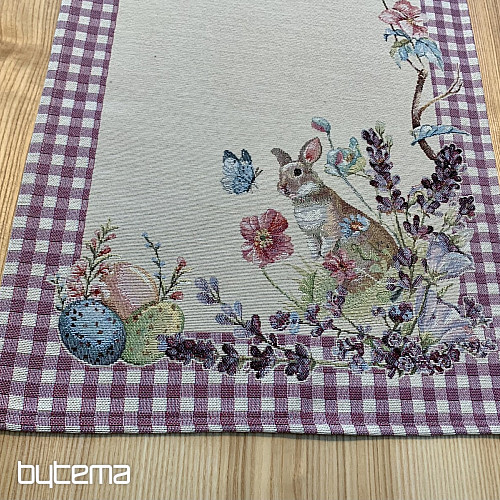 Tapiserija prt in šal EASTER TIME vijoličen karo