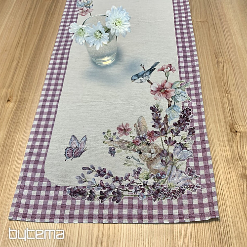 Tapiserija prt in šal EASTER TIME vijoličen karo