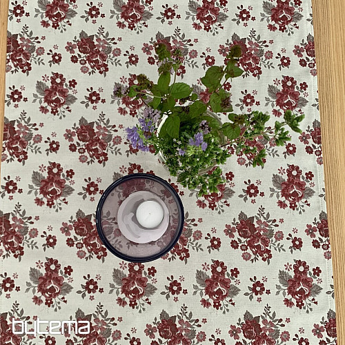 Namizni prt in šal TOSCANA VALERY FLOWER BORDO