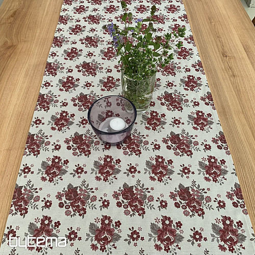 Namizni prt in šal TOSCANA VALERY FLOWER BORDO