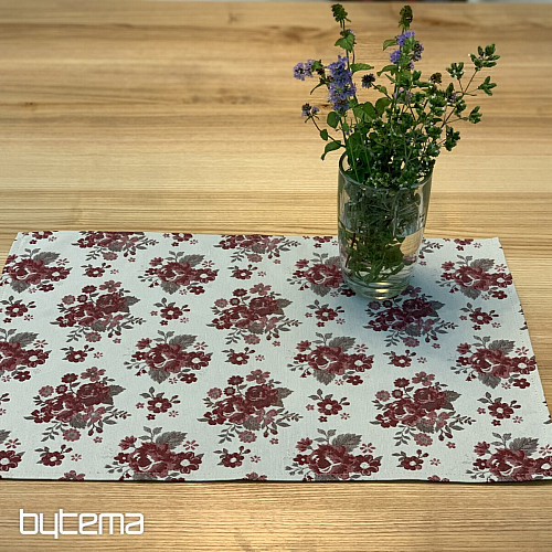 Namizni prt in šal TOSCANA VALERY FLOWER BORDO