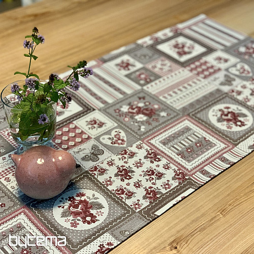 Namizni prt in šal TOSCANA VALERY PATCHWORK bordo