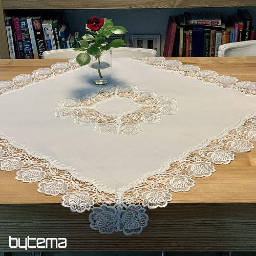 Prt WHITE ROSE LACE