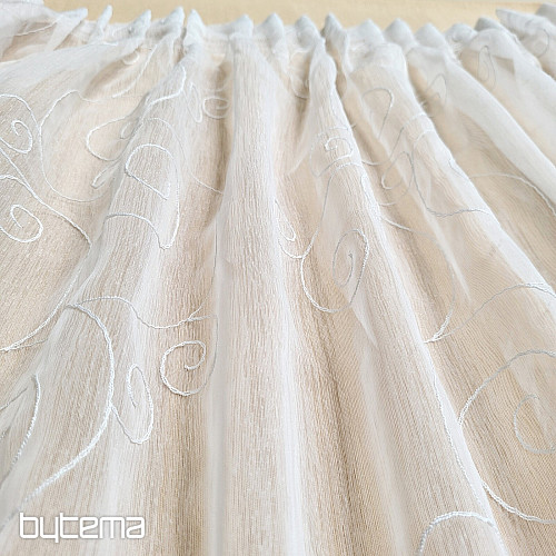 Končana zavesa VEZENI OKRASI bela