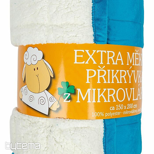 Odeja iz mikrovlaken EXTRA SOFT ovčji šiv TURKIZNA