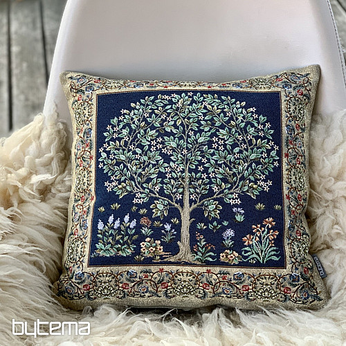 Prevleka za blazino iz tapiserije TREE OF LUCK modra