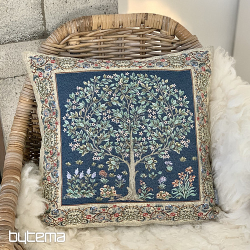 Prevleka za blazino iz tapiserije TREE OF LUCK modra
