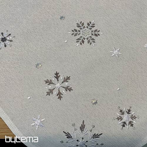 Vezen božični prt in šal GREY WHITE FLAKE