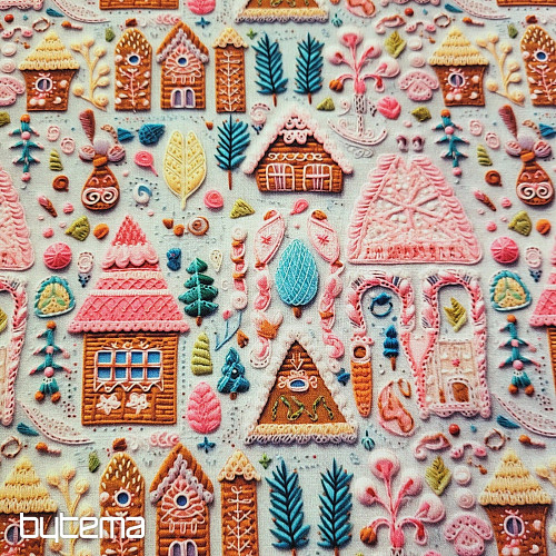 GINGERBREAD COTTAGE bombažno blago