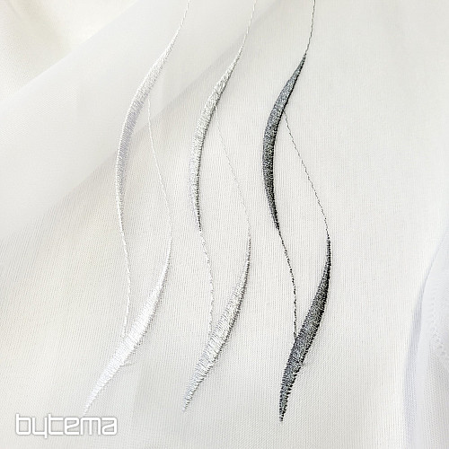 Voile zavesa z vezenino siva Gerster 195/0810