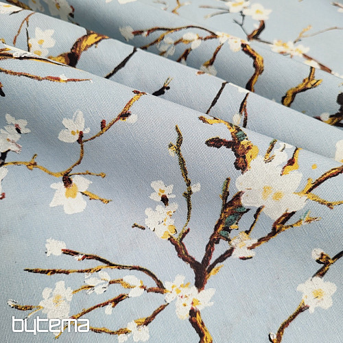 Dekorativna tkanina CHERRY BLOSSOM modra