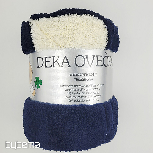 Odeja z ovčkami v barvi ovčje kože TEMNO MODRA