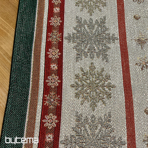 Tapiserijski prt in šal FLAMING CANDLES zelena obroba