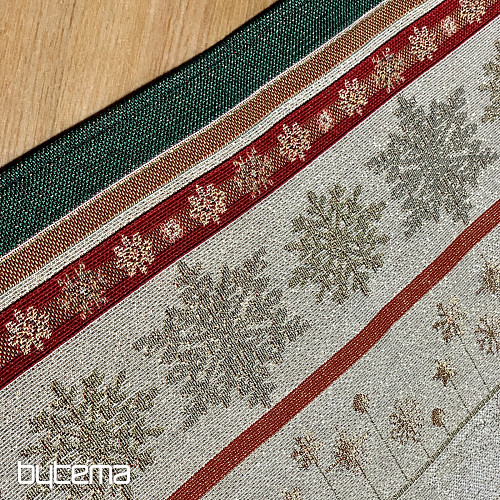 Tapiserijski prt in šal FLAMING CANDLES zelena obroba