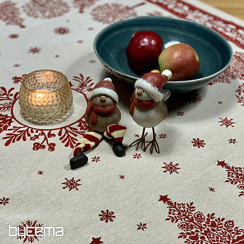 Tapiserijski prt in šal FOLK CHRISTMAS rdeč