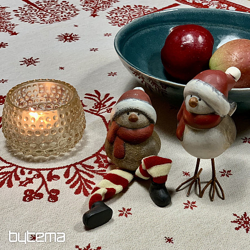 Tapiserijski prt in šal FOLK CHRISTMAS rdeč