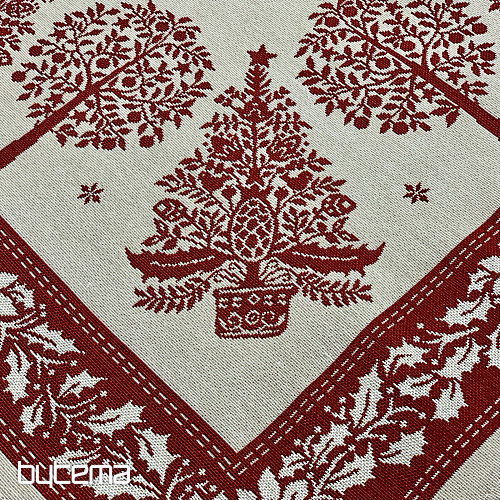 Tapiserijski prt in šal FOLK CHRISTMAS rdeč