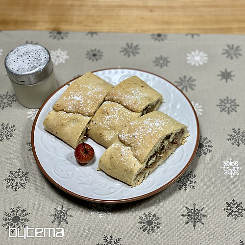 Božični prt in šal FLAKES SIVO-BELI