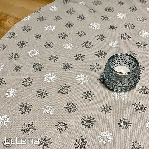 Božični prt in šal FLAKES SIVO-BELI