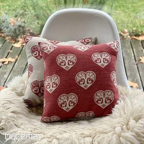 Luksuzni dekorativni pregrinjalo SRCE Z JELENI rdeča A