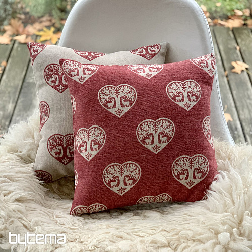 Luksuzni dekorativni pregrinjalo SRCE Z JELENI rdeča B