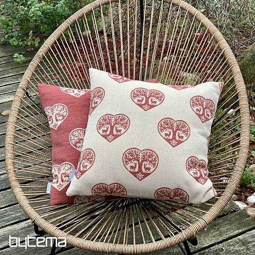 Luksuzni dekorativni pregrinjalo SRCE Z JELENI rdeča B