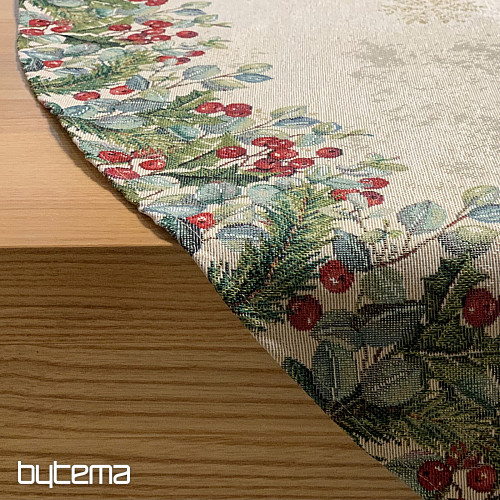 Okrogel božični tapiserijski prt BOŽIČNE VRTNICE