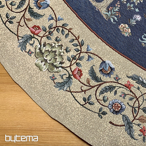 Okrogel tapiserijski prt DREVO SREČE moder