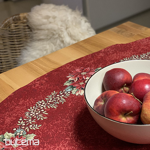 Okrogel tapiserijski prt STAR RED