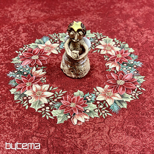 Okrogel tapiserijski prt STAR RED