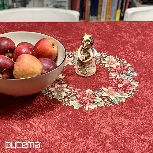 Okrogel tapiserijski prt STAR RED