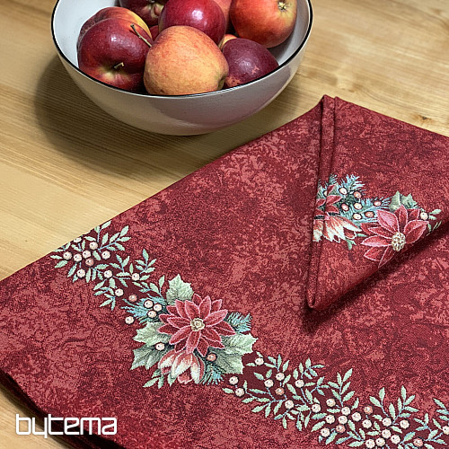 Okrogel tapiserijski prt STAR RED