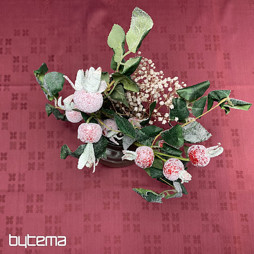 Prt DAMASK rože bordo 120x140