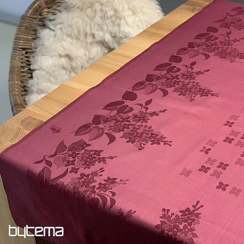 Prt DAMASK rože bordo 120x140